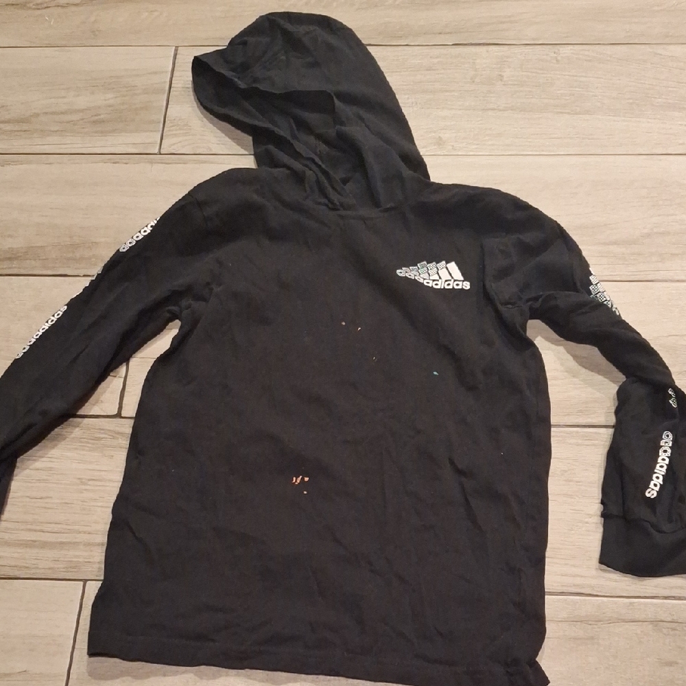 🍁Adidas Kids Black Hoodie with Logo Accents🐬